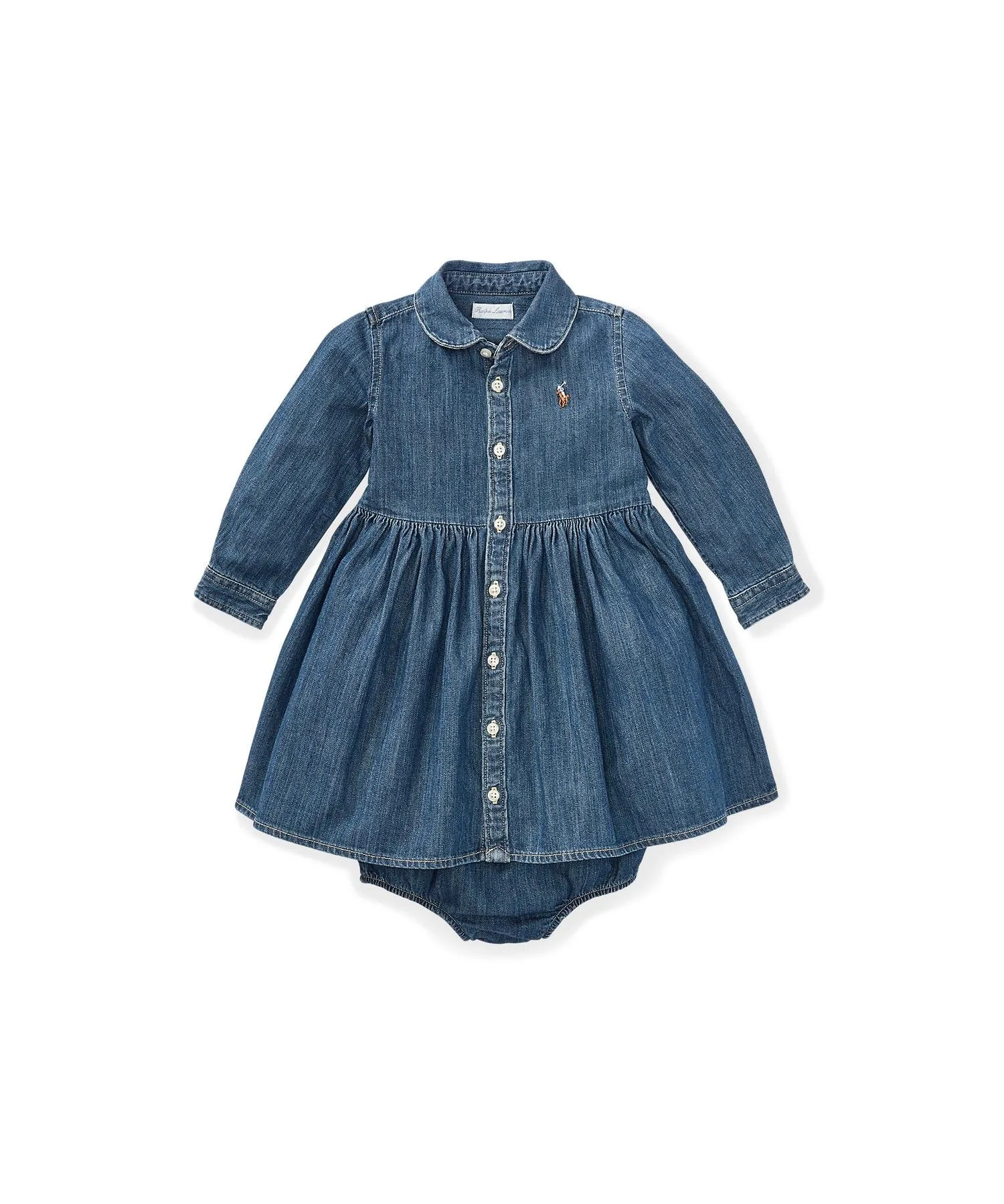 Платье-рубашка из стриженого денима для малышей Polo Ralph Lauren, 410 Navy