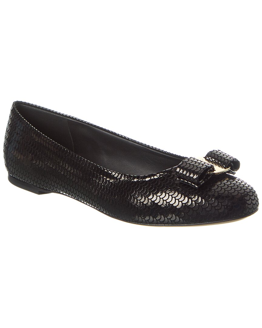 Ferragamo Varina плоские балетки из замши с пайетками Salvatore Ferragamo, черный