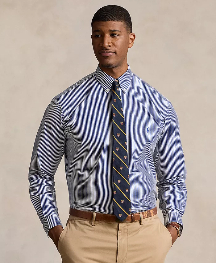 

Мужская просторная поплиновая рубашка Big & Tall Poplin Sport Shirt Polo Ralph Lauren, синий