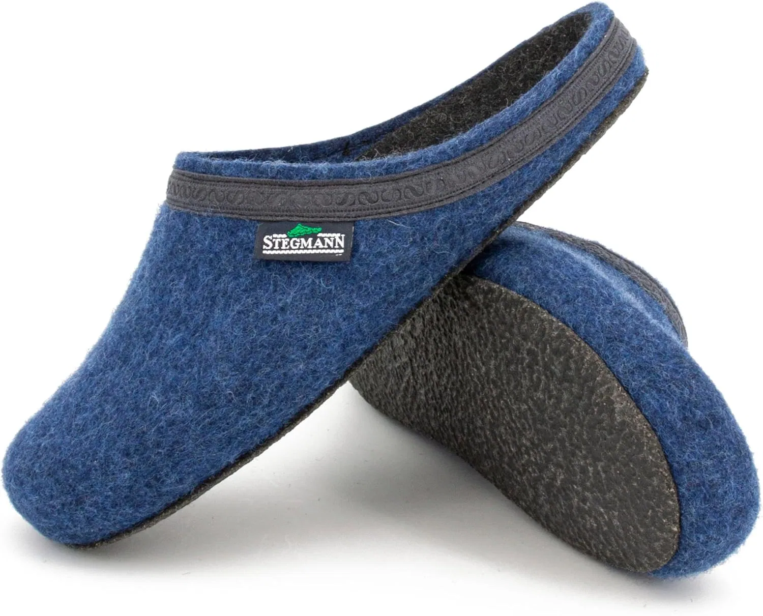 Войлочные тапочки Stegmann 127 для мужчин и женщин, изготовлены из чистой мериносовой шерсти, имеют съемную пробковую стельку и нескользящую подошву, 2-Blue Jeans 8813
