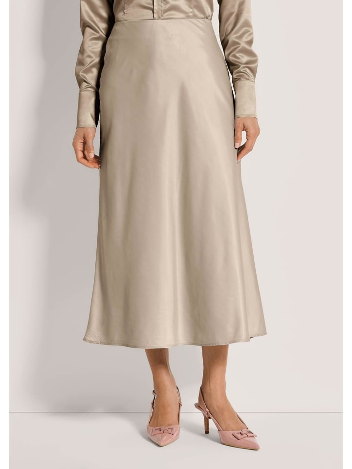 

MADELEINE Атласная юбка миди для элегантных случаев, цвет «галька»