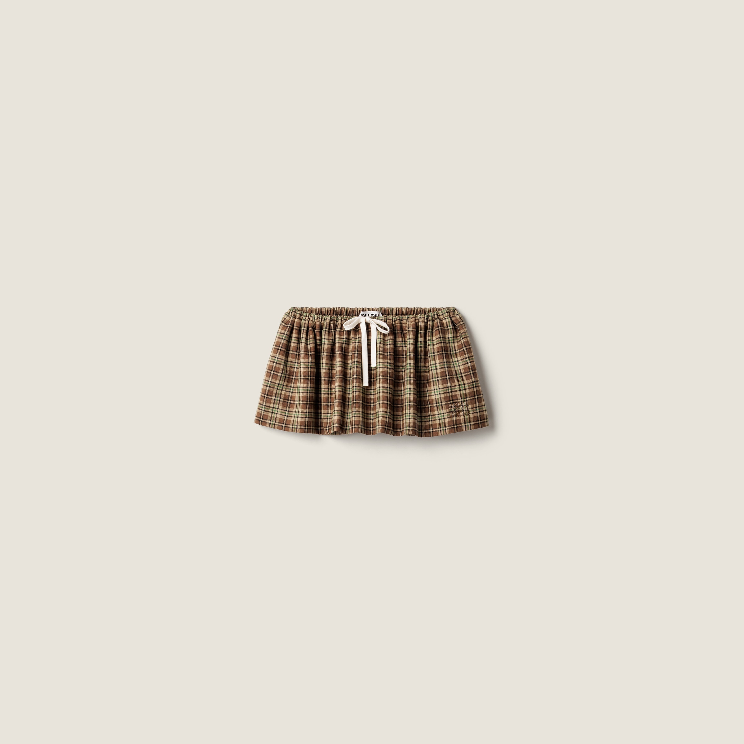 

Клетчатая мини-юбка MIU MIU, коричневый