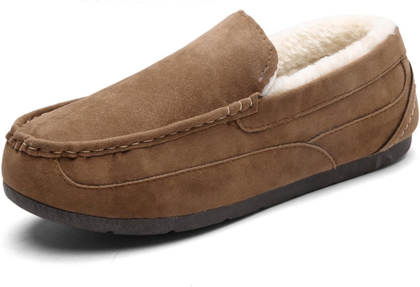 

Мужские мокасины-лоферы с флисовой подкладкой, теплые замшевые слипоны, стильные и удобные для зимней носки дома и на улице Khwfjas, желтый