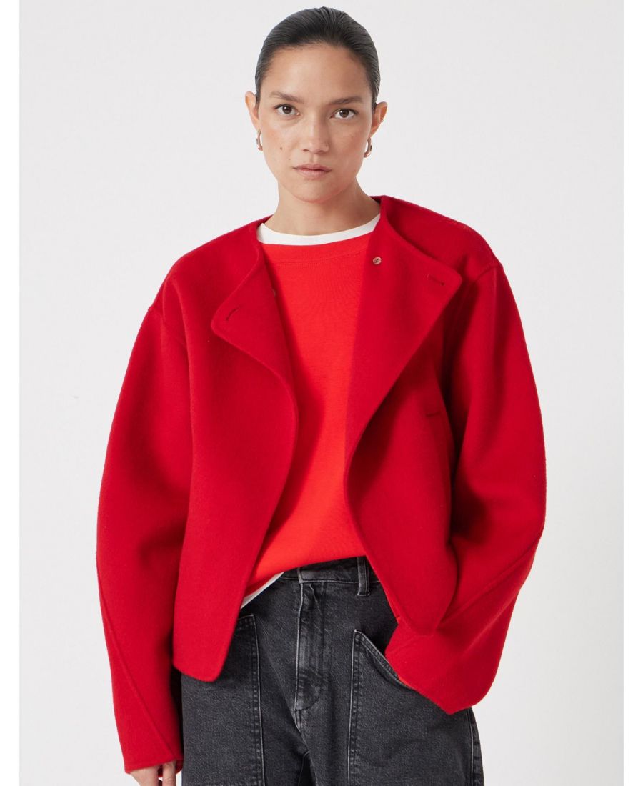 

Женская шерстяная двусторонняя куртка без воротника Hush, Bright red