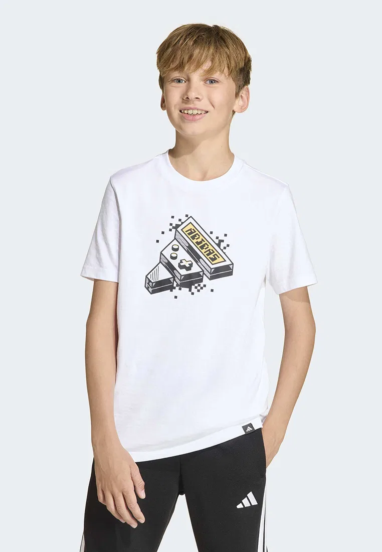 Футболка детская игровая, Junior, Gaming Graphic Adidas, белый