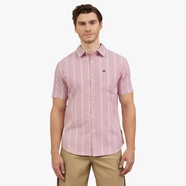 

Мужская полосатая рубашка с коротким рукавом на пуговицах Quiksilver, цвет dusty rose