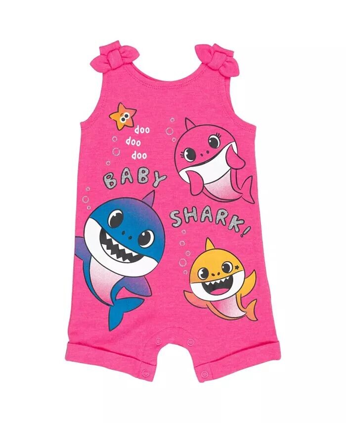 Baby Shark для маленьких девочек [Размер Диапазон Описание1] Комбинезон без рукавов на кнопках и повязка на голову [Размер Описание1] Pinkfong, розовый — фото 3