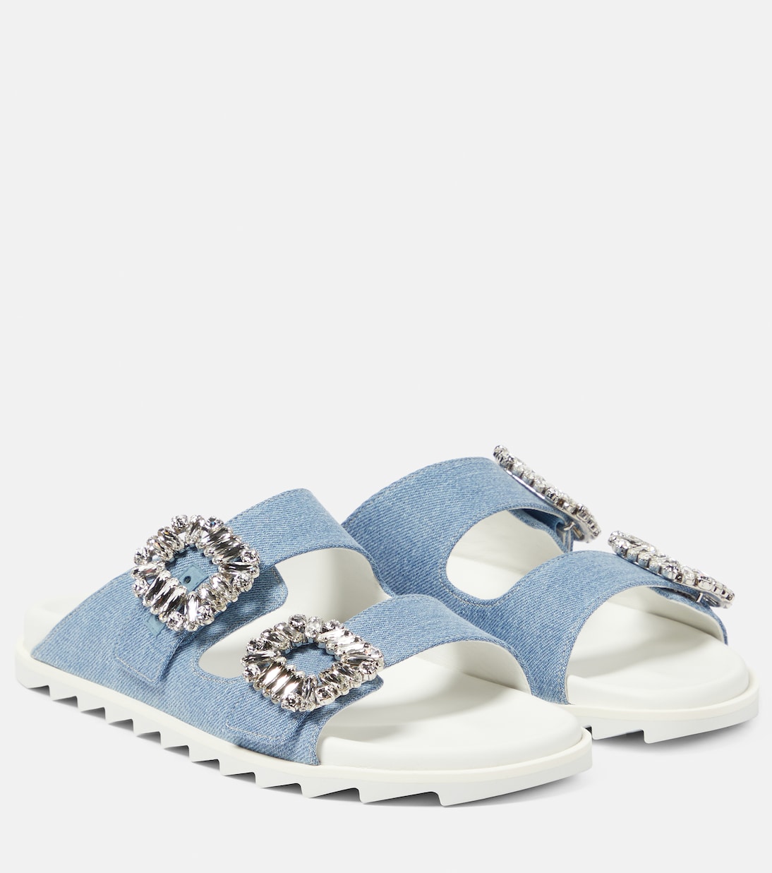 Босоножки из денима с отделкой Slidy Viv' Roger Vivier, Jeans Chiaro