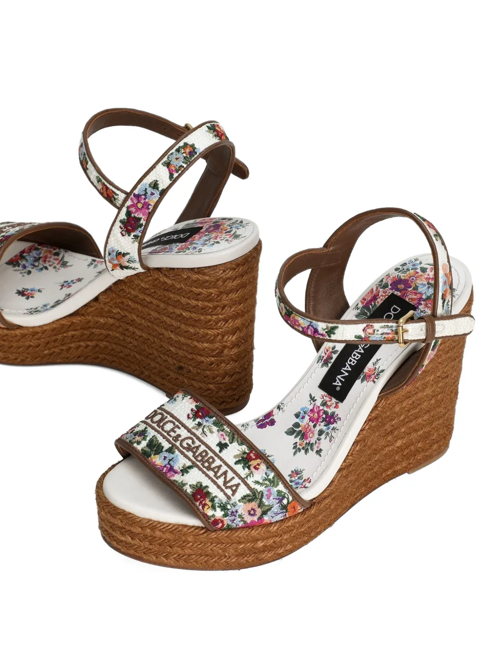 Босоножки с цветочной аппликацией DOLCE & GABBANA, белый — фото 4