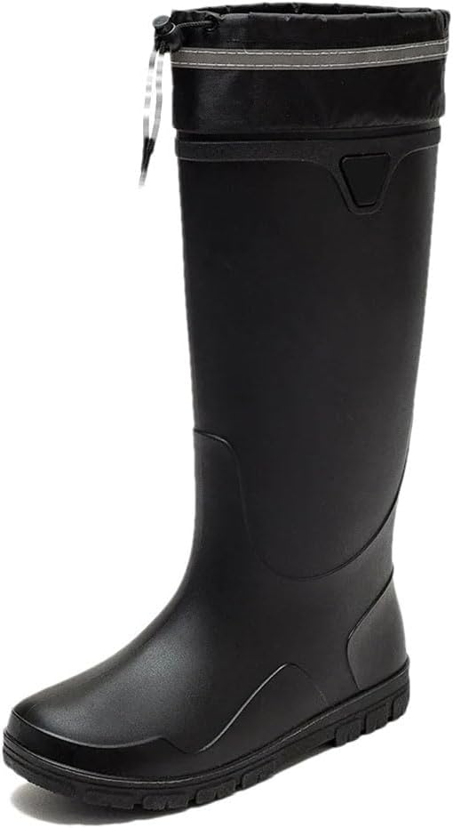 

Мужские высокие дождевые сапоги Водонепроницаемые защитные однотонные дождевые сапоги Мужские резиновые ботинки Платформенные сапоги Generic, черный