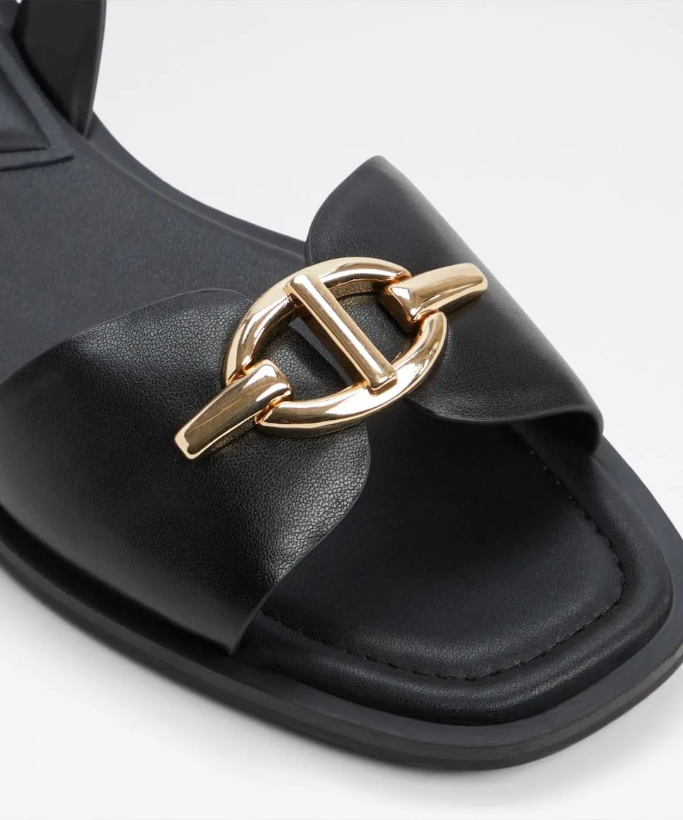 Женские сандалии на плоской подошве с квадратным носком Aldo, черный — фото 3