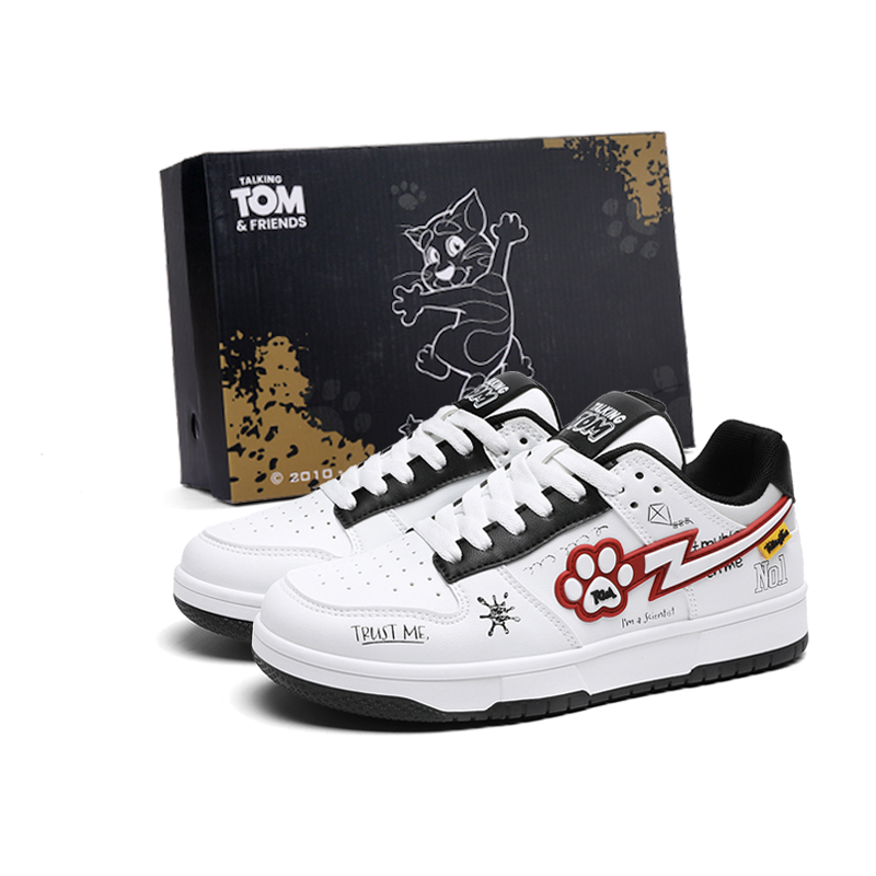 

TALKING TOM Антискользящие износостойкие легкие дышащие низкие скейтерские кроссовки для увеличения роста унисекс бело-красные, цвет White Red