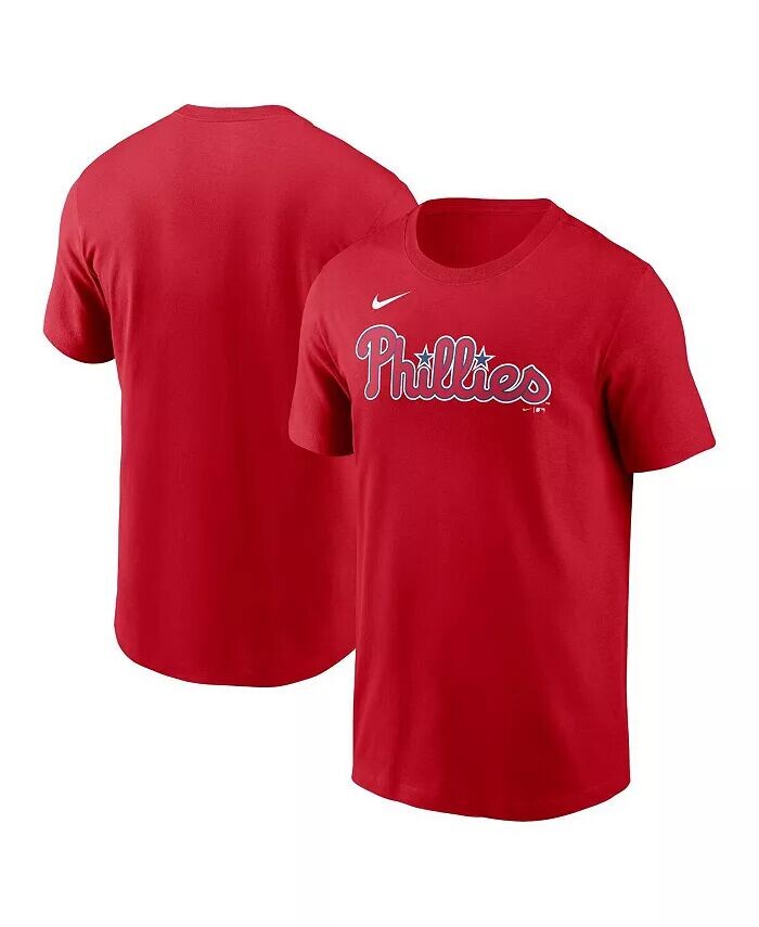 

Мужская красная футболка Philadelphia Phillies Fuse Wordmark Nike, красный