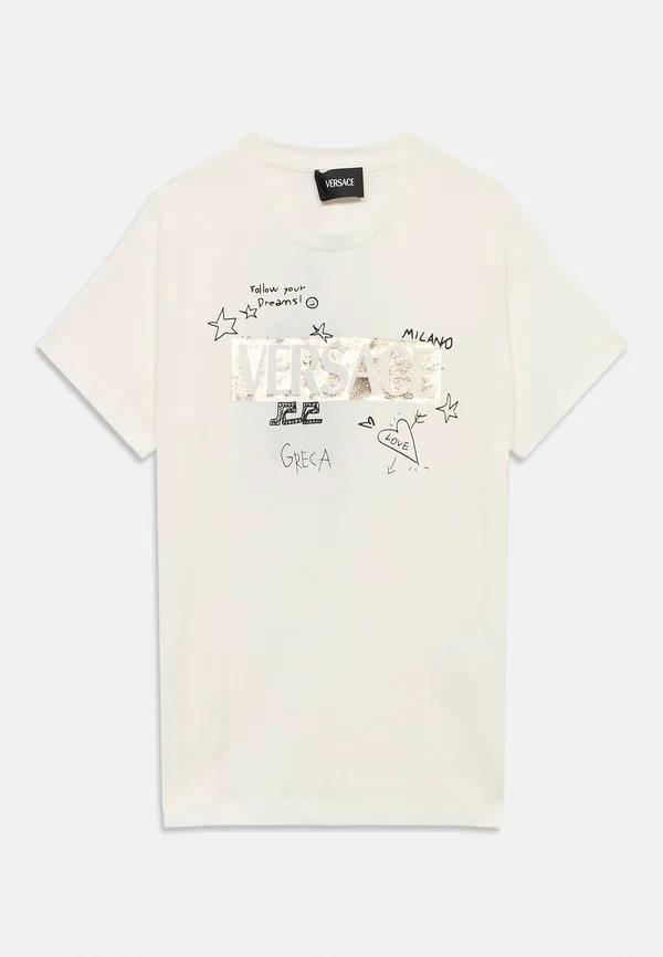Футболка унисекс с логотипом doddle Versace, Bianco/Gold-Coloured/Nero