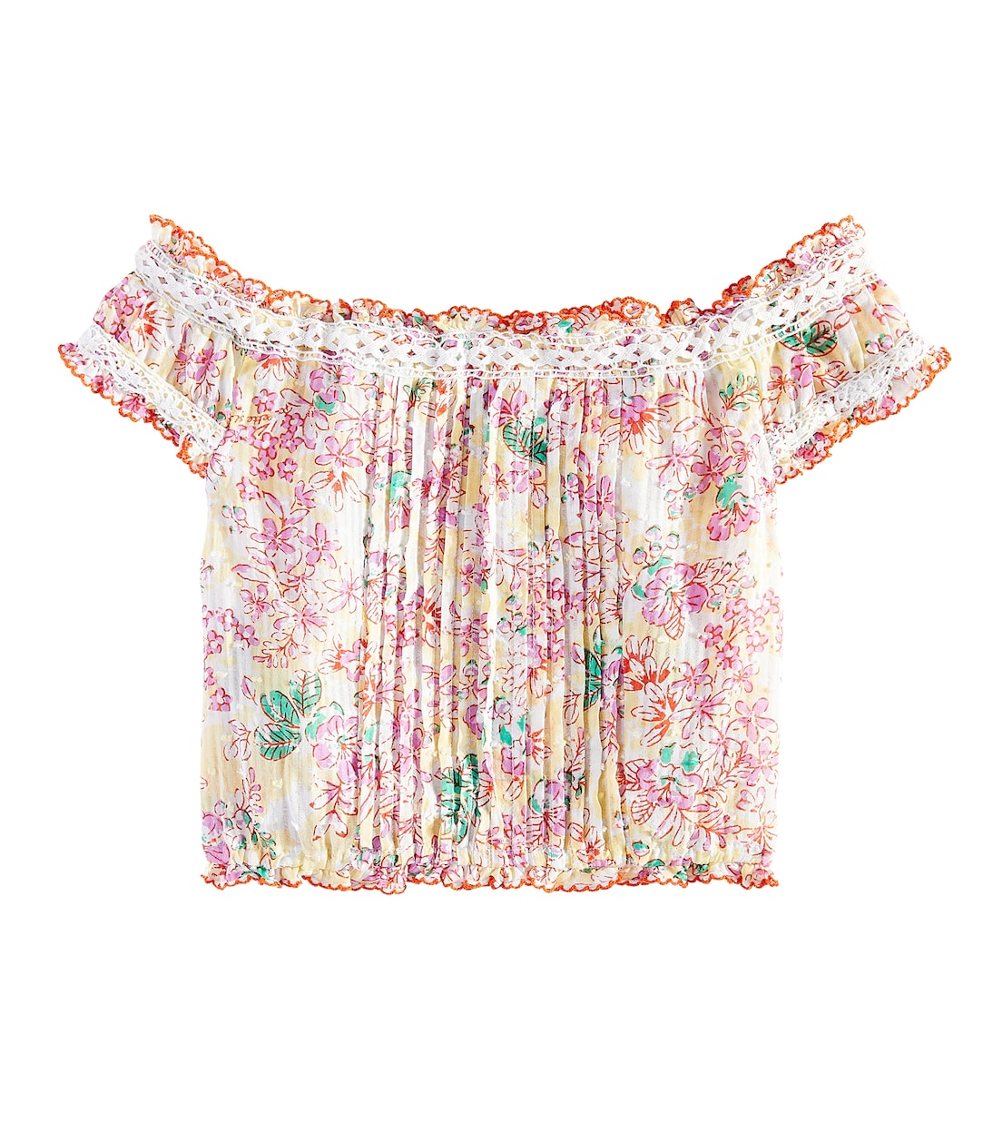 Рубашка с цветочным принтом Alba Poupette St Barth Kids, Yellow Sweet Liberty Syy — фото 4