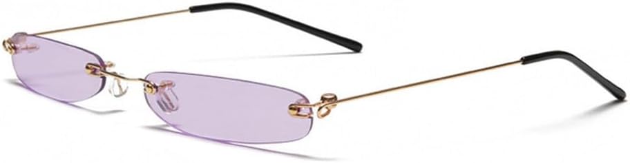 

Женские солнцезащитные очки в маленькой оправе, модные мужские солнцезащитные очки без оправы, женские прозрачные очки с защитой от УФ-излучения UV400 HHZZYVY, Gold-purple