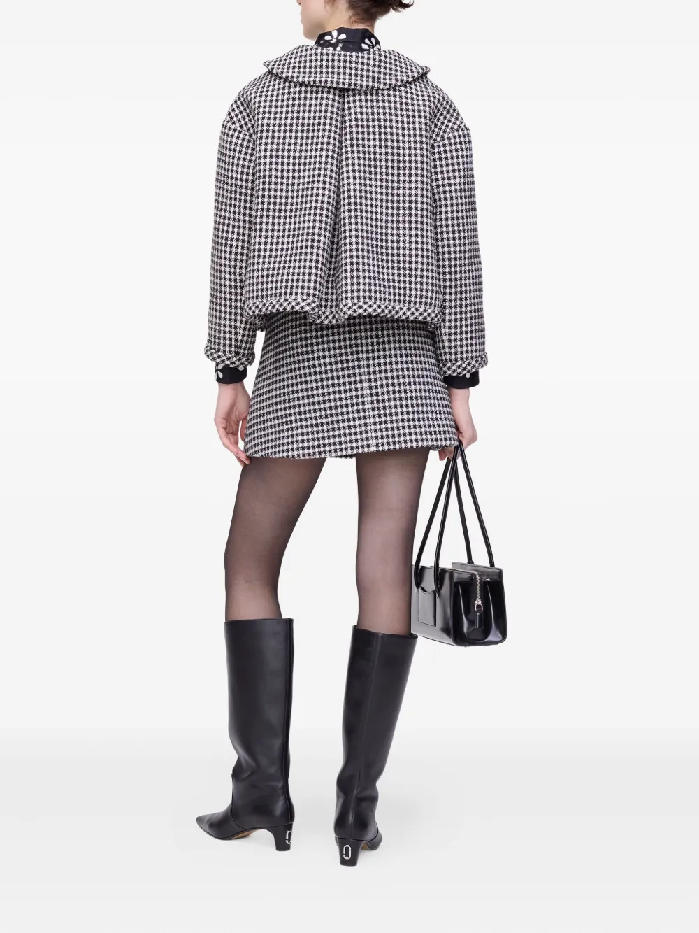 Пиджак из твида в клетку гингем MARC JACOBS, черный — фото 3