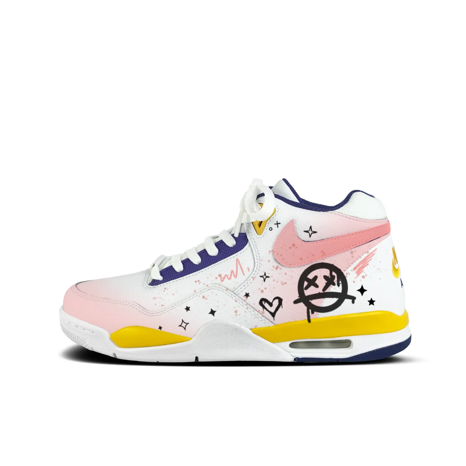 

Nike Легендарные баскетбольные кроссовки Flight Legacy Vintage мужские Mid top белый желтый фуксия граффити