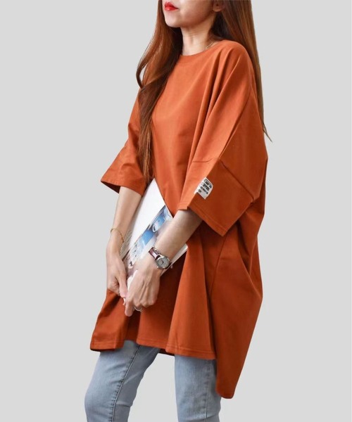 

Футболка длинная свободного кроя мягкая BLANC FICELLE, оранжевый