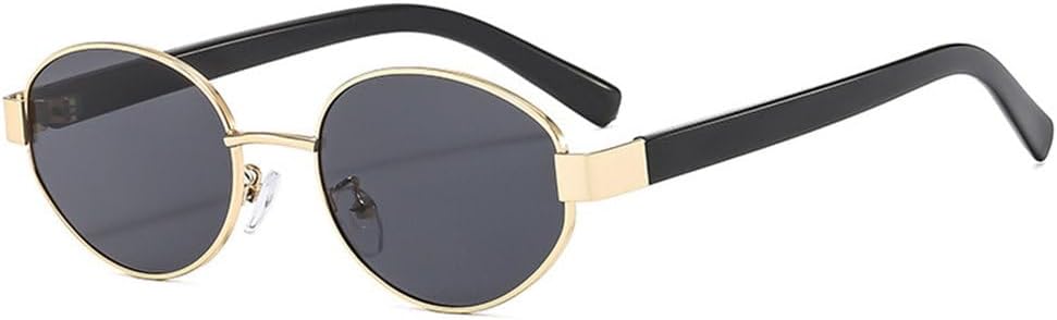 

Ретро металлические овальные солнцезащитные очки для женщин, модные, с прозрачными линзами цвета океана, защита от УФ-излучения UV400, модные панк-солнцезащитные очки для мужчин TYUVIVO, Golden Grey