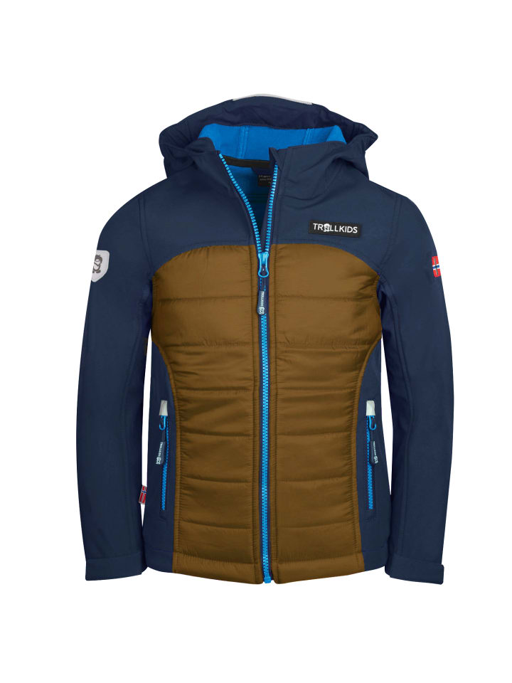 

Trollkids Гибридная куртка из софтшелла Lysefjord темно-синего/бронзового цвета