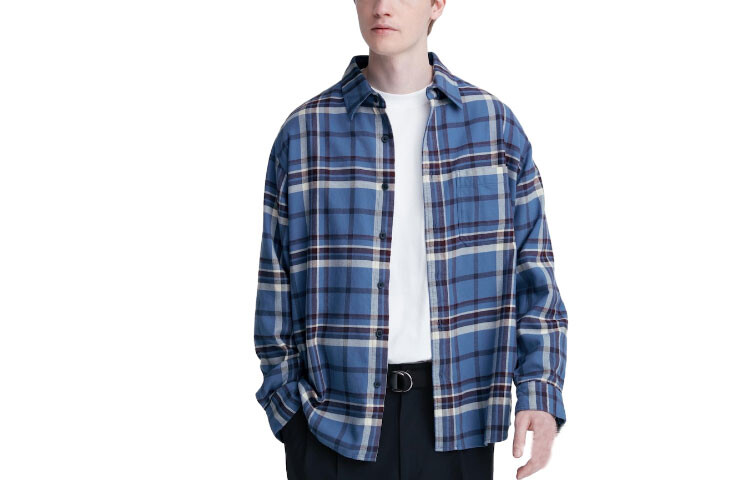 

Рубашка мужская небесно-голубая Uniqlo, голубой