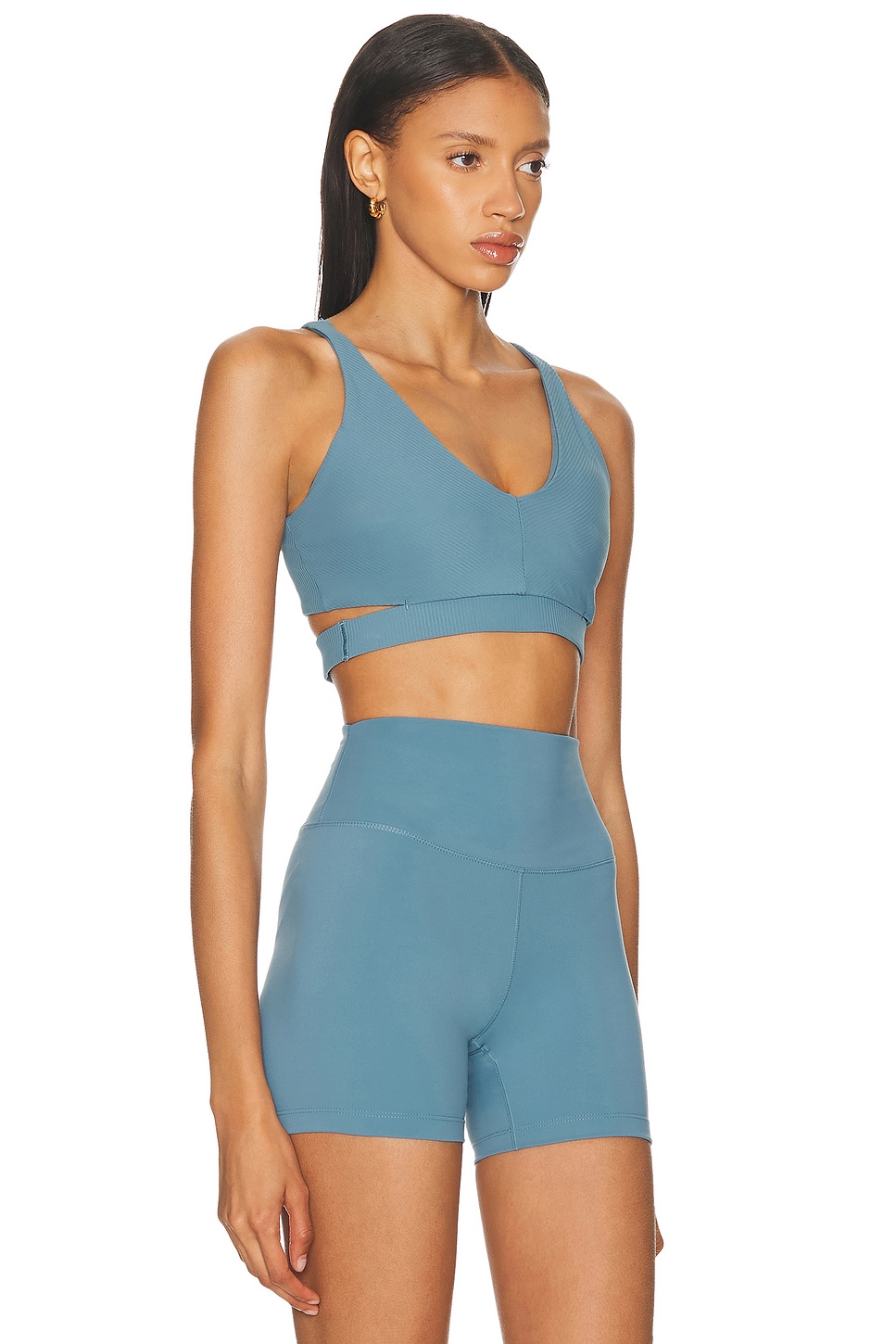 Спортивный бюстгальтер Zenvy Rib Light Support с мягкой подкладкой Nike, Smokey Blue & White — фото 2