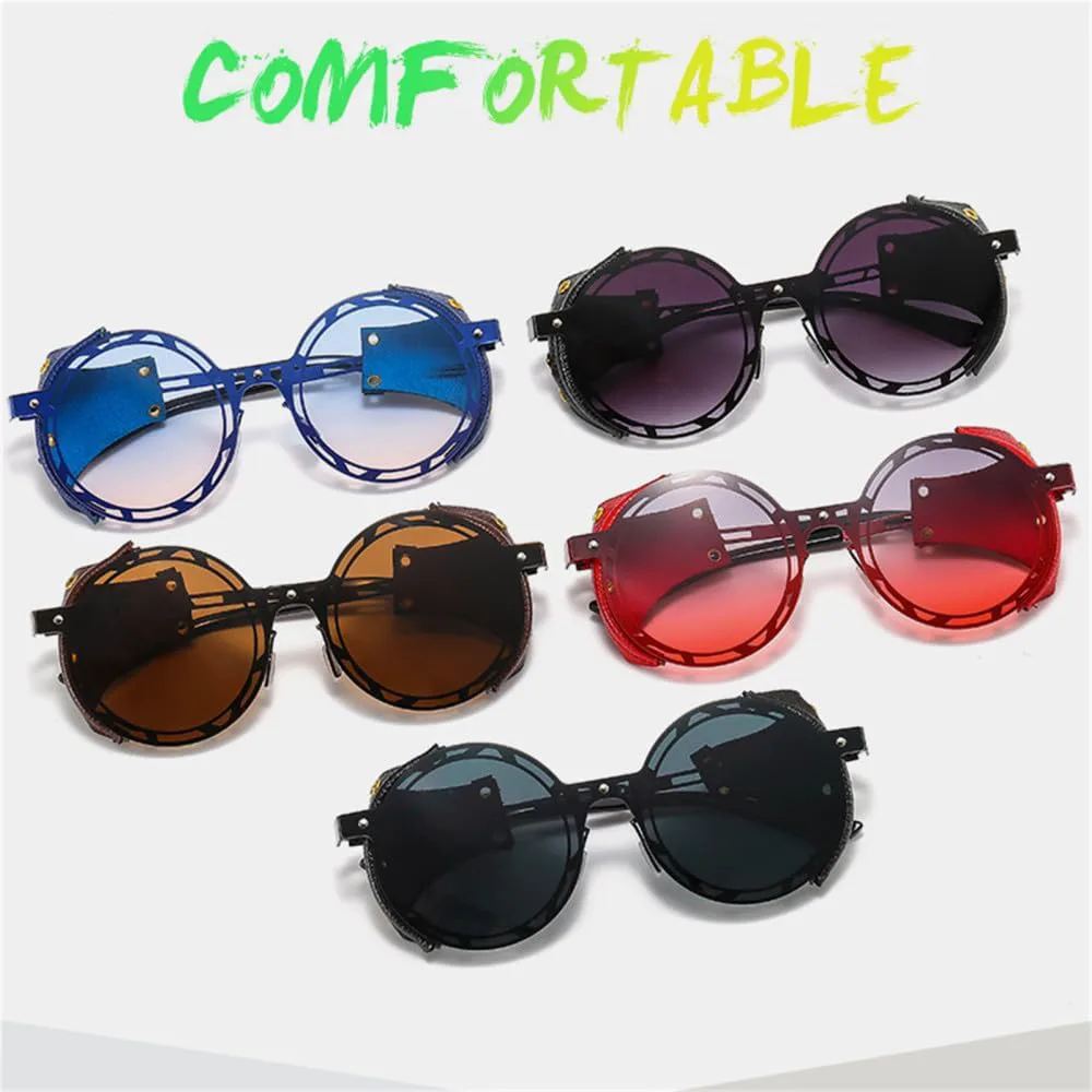 

Большие мужские панк-солнцезащитные очки для женщин, металлические круглые очки в стиле стимпанк, винтажные очки с защитой от УФ-излучения UV400 LANGSER, Gray