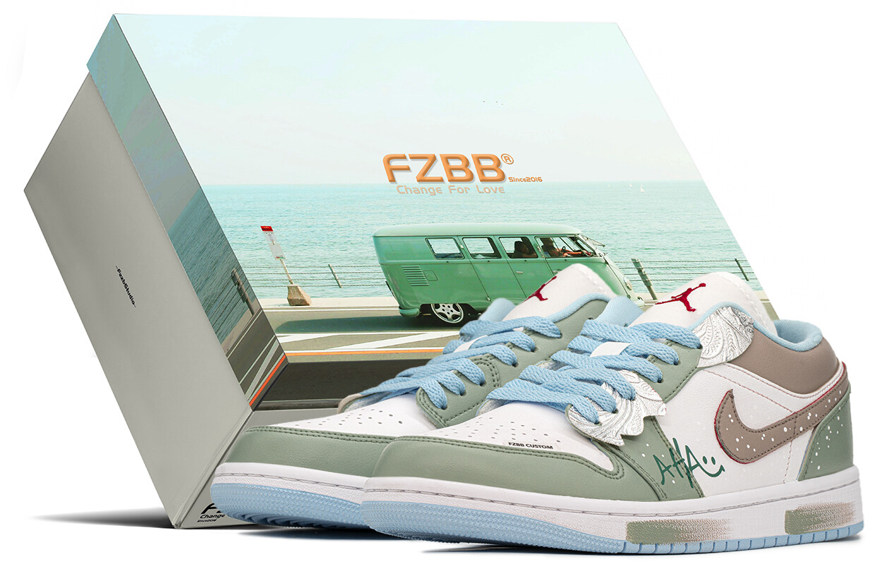 

Кроссовки Air Jordan 1 Vintage Basketball Shoes Women's Low-top Beige/green, хаки