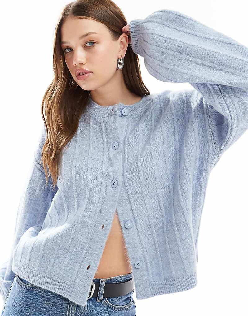 

ASOS DESIGN – Голубой кардиган оверсайз из пушистого трикотажа