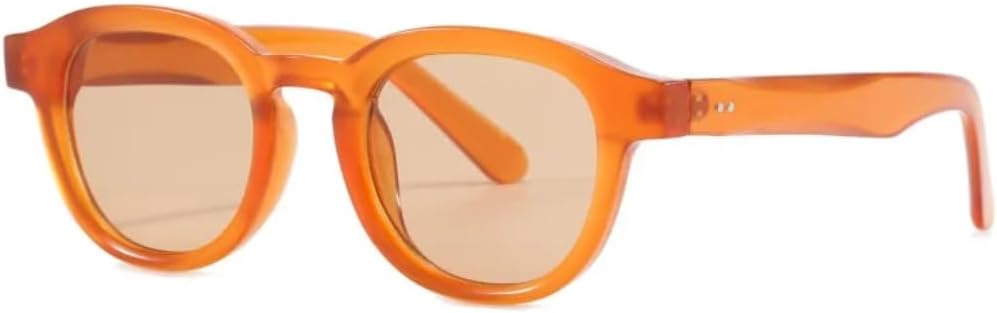 

Модные круглые солнцезащитные очки для женщин в стиле ретро с прозрачной оправой и линзами цвета океана, защита от УФ-излучения UV400, мужские солнцезащитные очки с заклепками для вечеринок и пляжа TVTBBVV, Orange