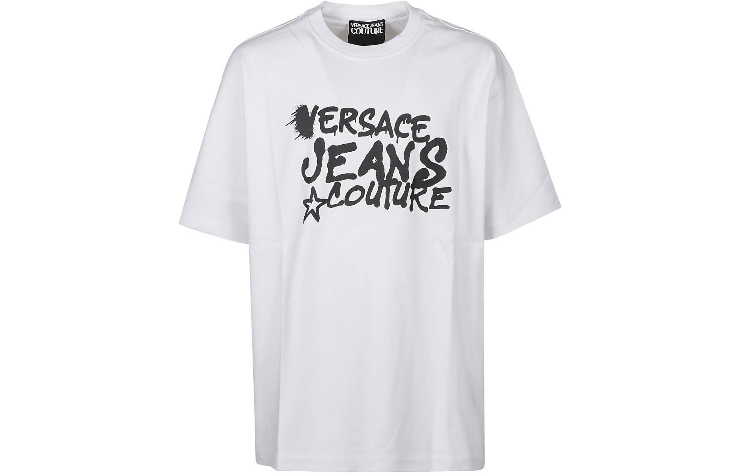

Футболка из хлопка с принтом логотипа Couture VERSACE JEANS, белый