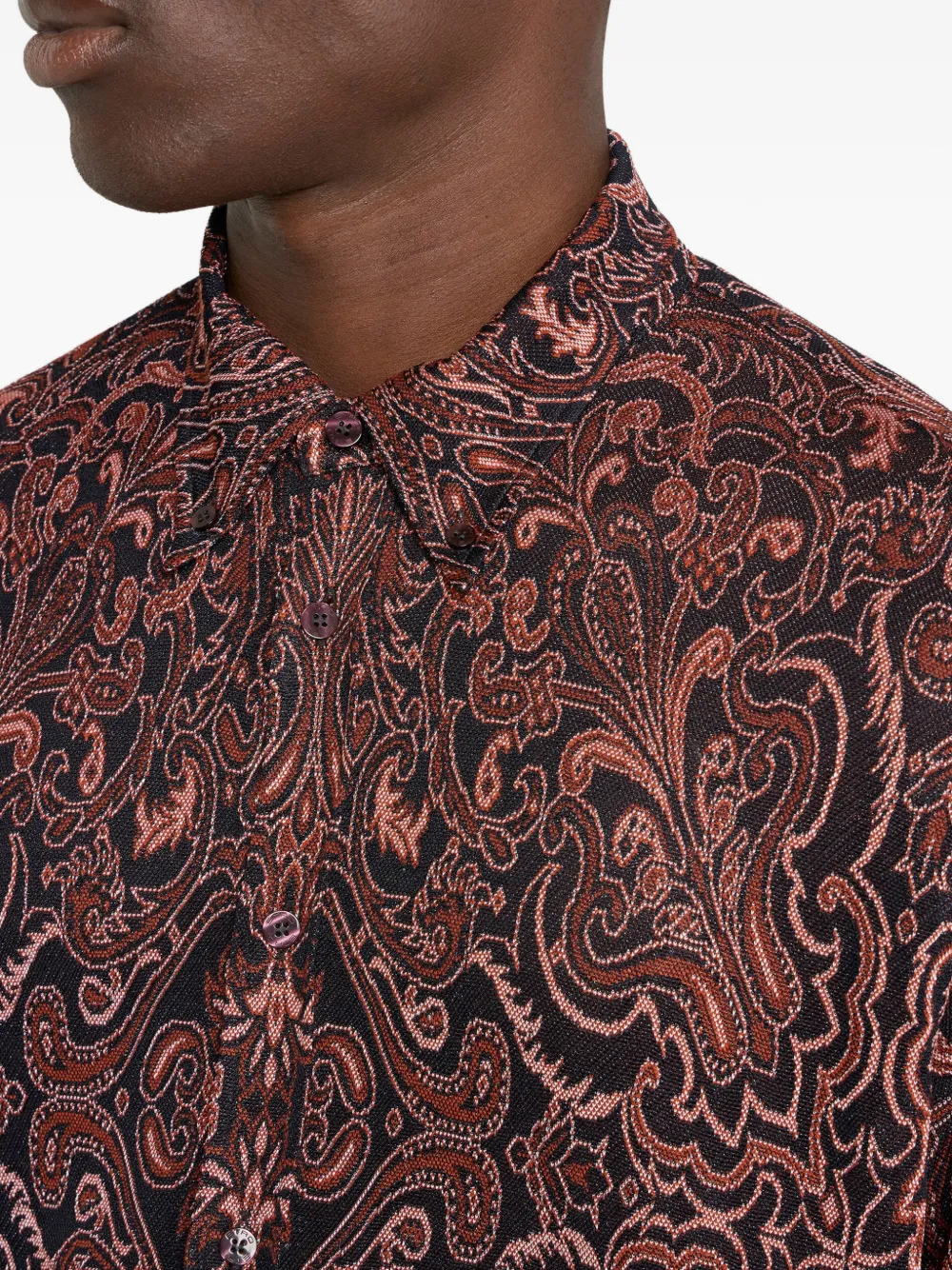 Жаккардовая рубашка с узором пейсли Etro, коричневый — фото 4