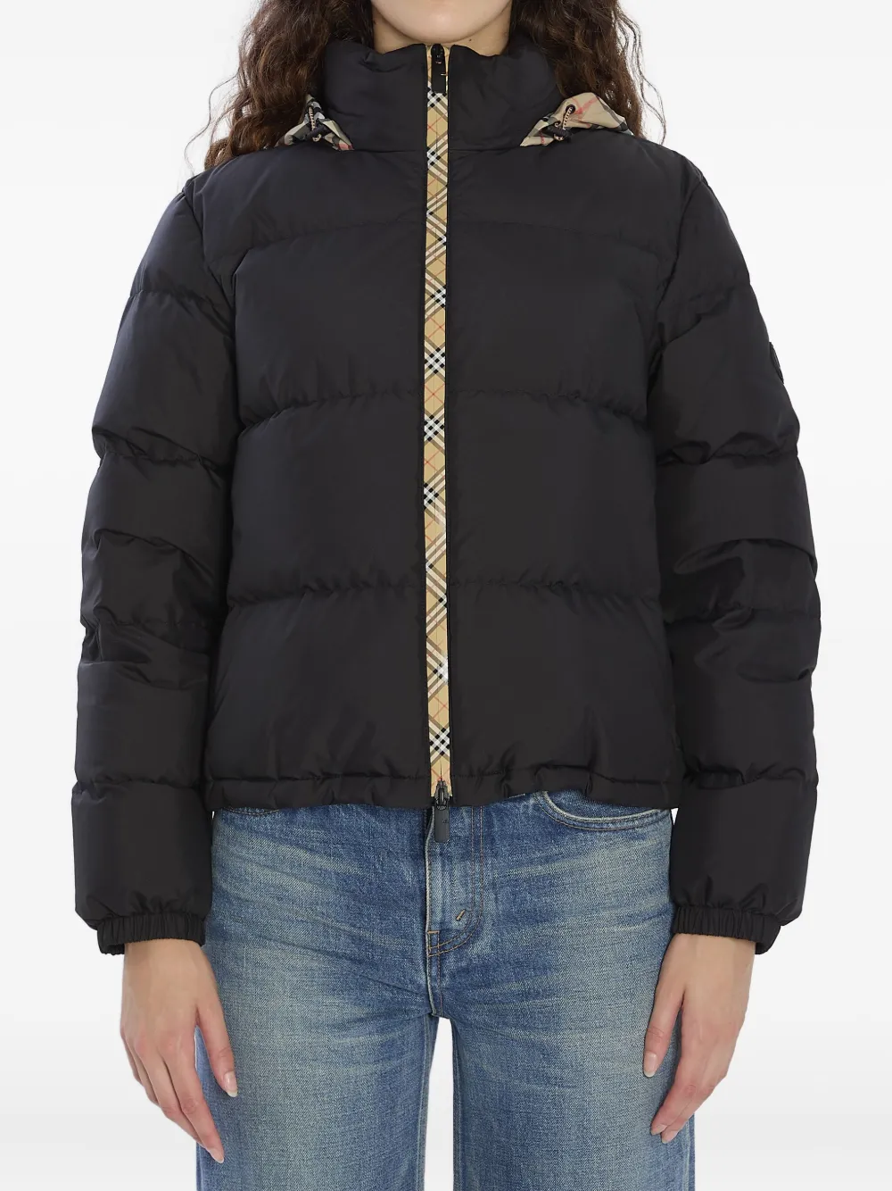 

Куртка-пуховик со скрытым капюшоном BURBERRY, черный