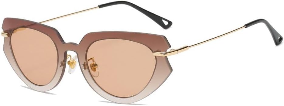 

Женские солнцезащитные очки «кошачий глаз» без оправы, цельная прозрачная оправа с градиентным переходом цвета, солнцезащитные очки с защитой от УФ-излучения UV400 HVTVTLA, Tea