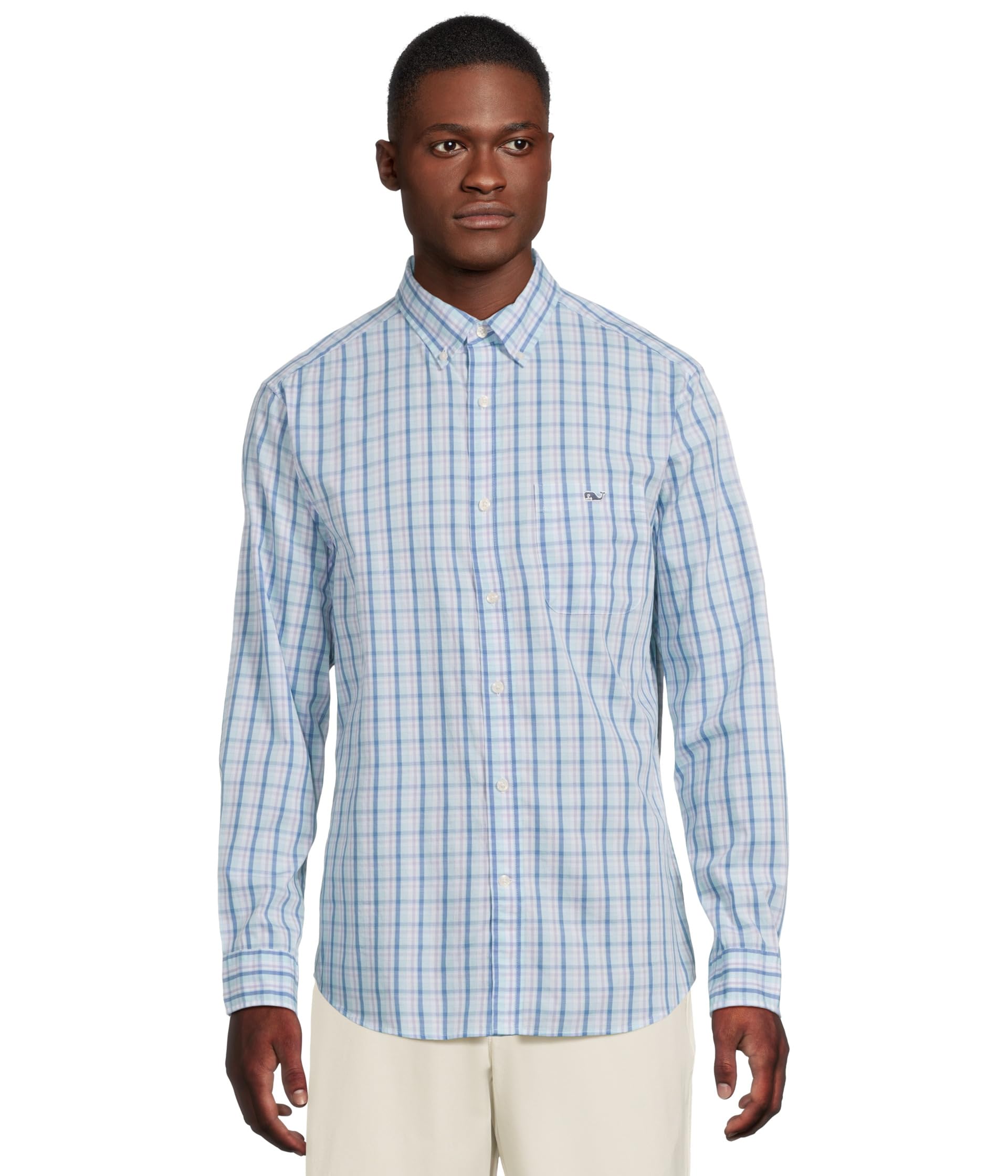 

Рубашка Vineyard Vines Sandie Plaid Perfect Wash Shirt, Sea Splash