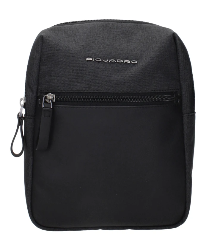 

Черная тканевая сумка через плечо с логотипом Piquadro, черный