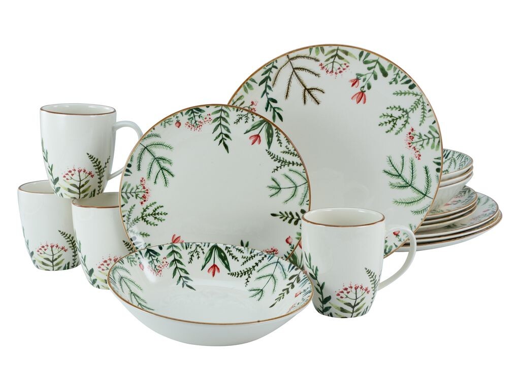 

CreaTable, 22255, Greenery Leaves Белый, комбинированный сервиз, 16 предметов, керамика