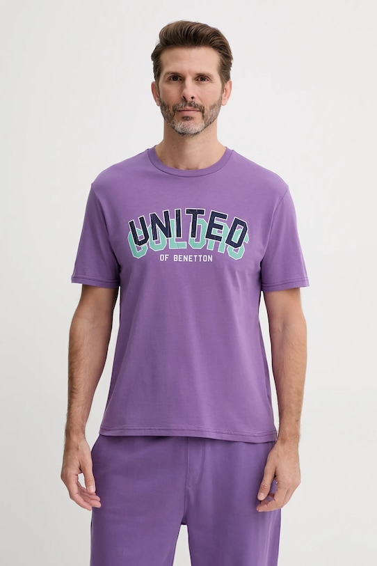 

Хлопковая футболка United Colors Of Benetton, фиолетовый