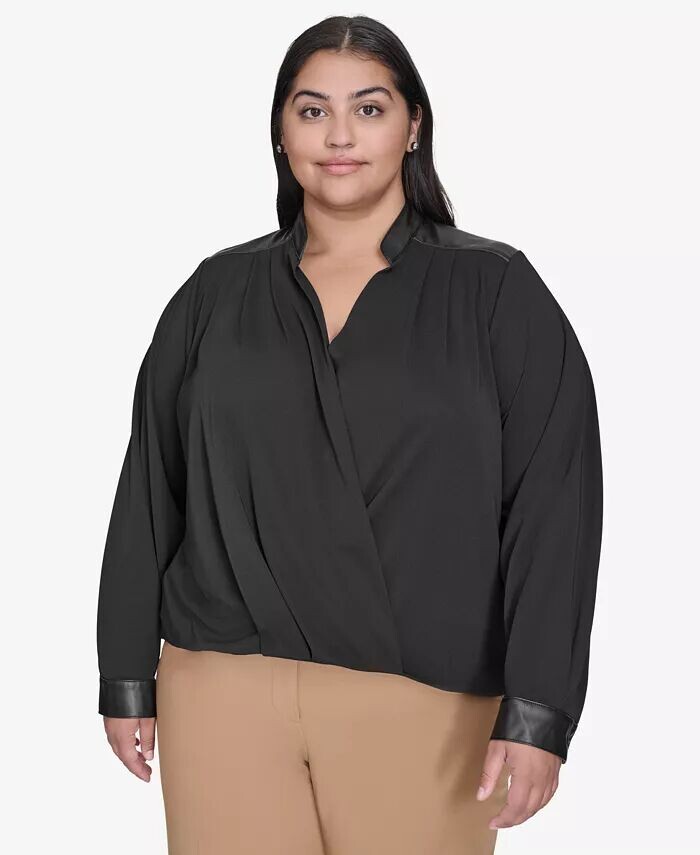 

Блузка с запахом большого размера DKNY, черный
