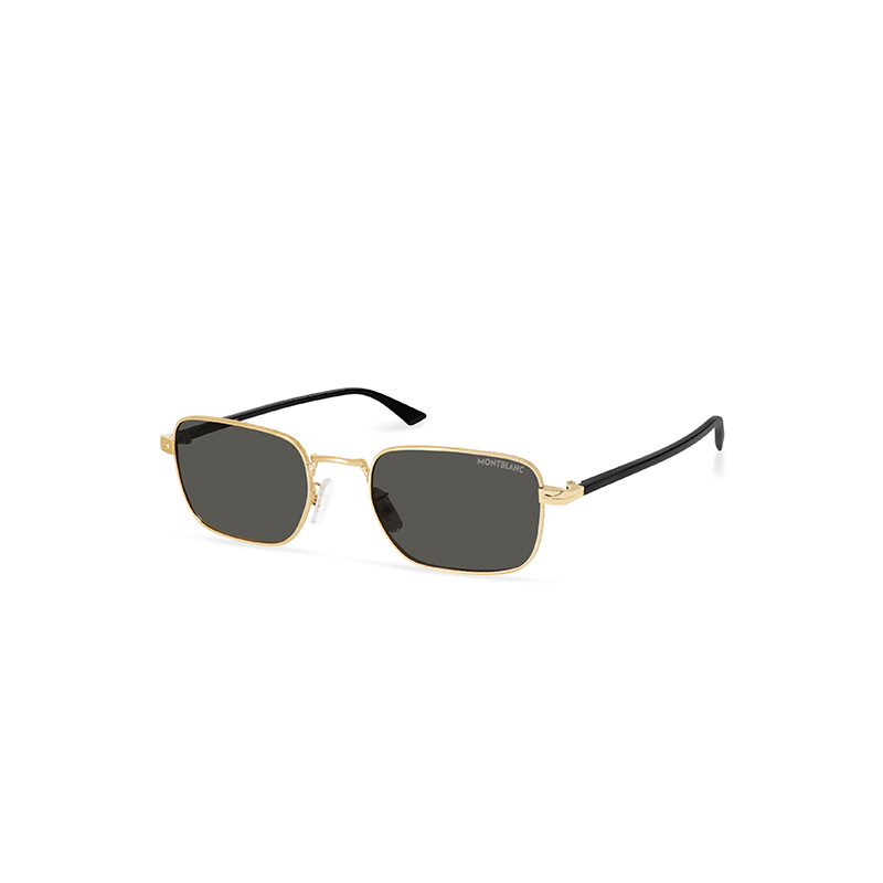 

MONTBLANC Прямоугольные солнцезащитные очки в рамке, Gold/Gray