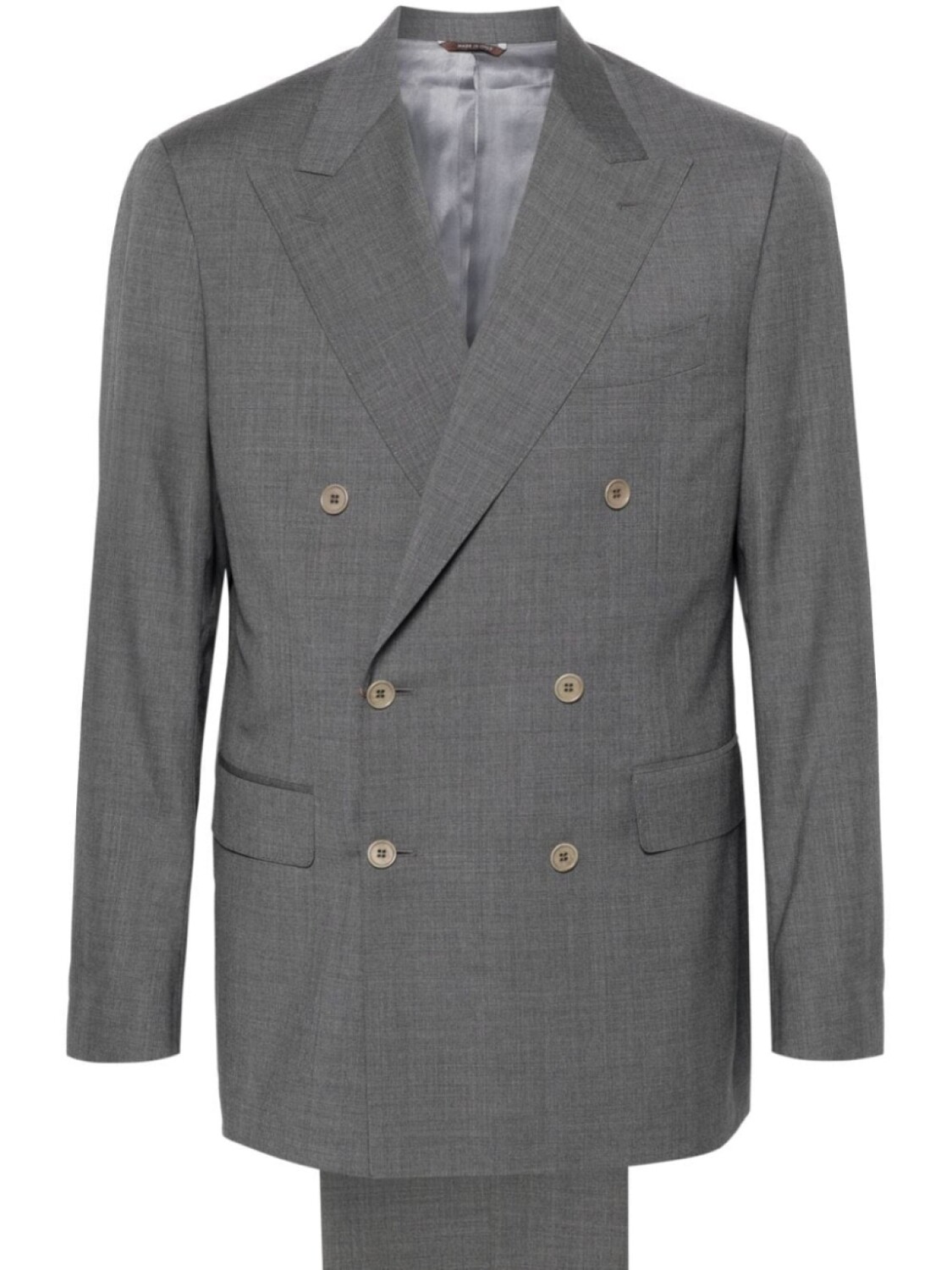

Canali шерстяной костюм с двубортным пиджаком, серый