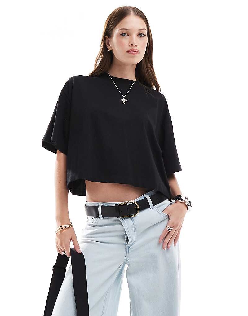 

ASOS DESIGN – Черная футболка короткого свободного кроя