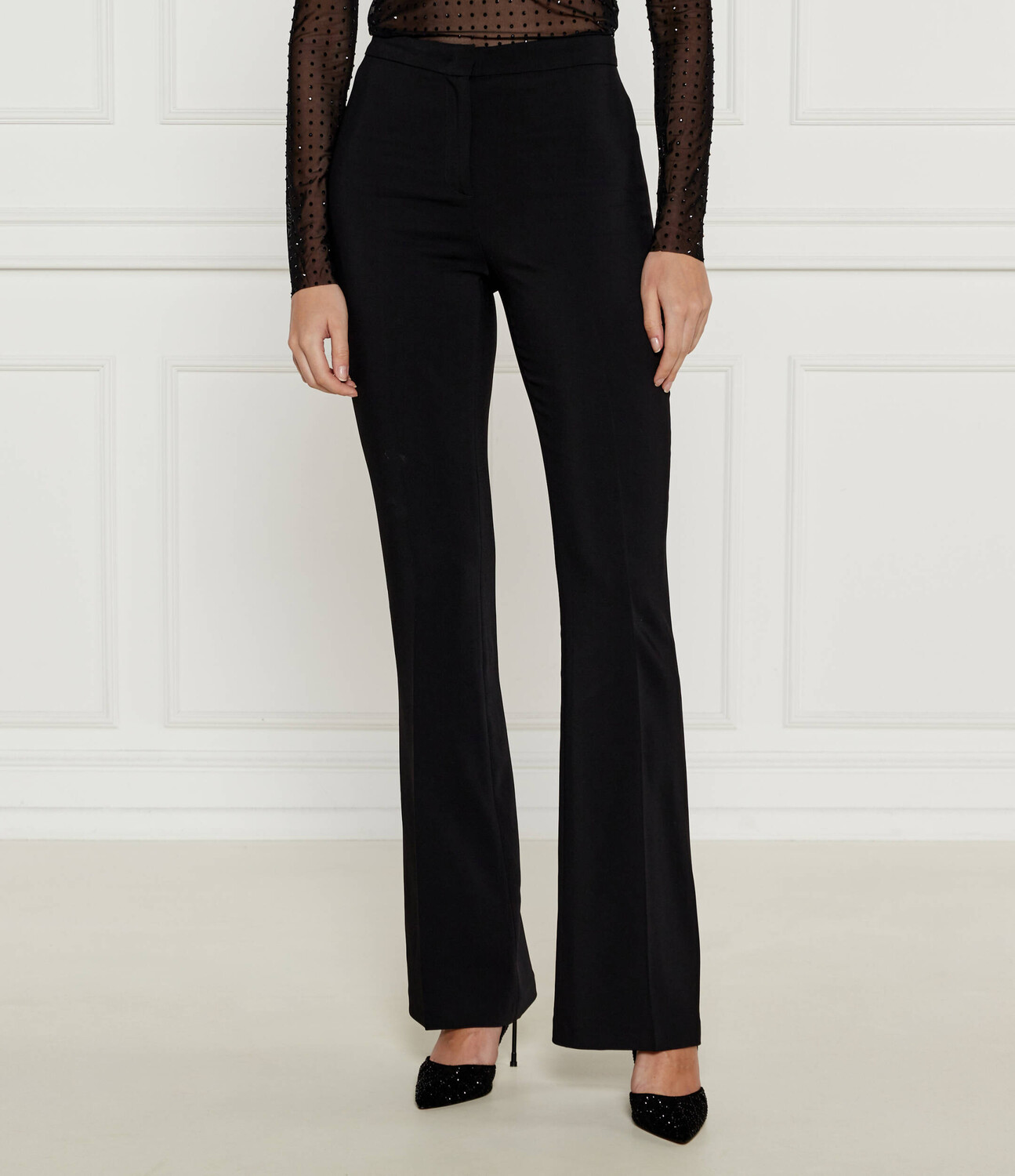 

Брюки Pinko flare fit high waist, черный