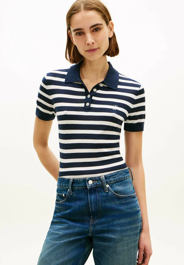 Рубашка-Поло с коротким рукавом Tommy Hilfiger, Dark Night Navy/Ivory Petal