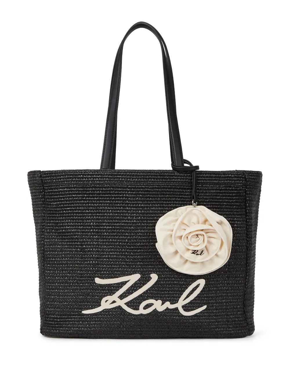 

Сумка-тоут Signature с цветочной аппликацией KARL LAGERFELD, черный