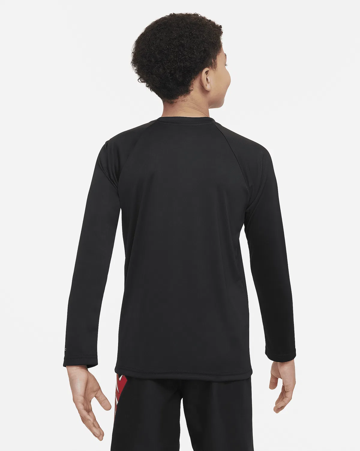 Детская (мальчиковая) длинная футболка Nike Swim Hydroguard Essential Dri-FIT UV, Black/White — фото 2