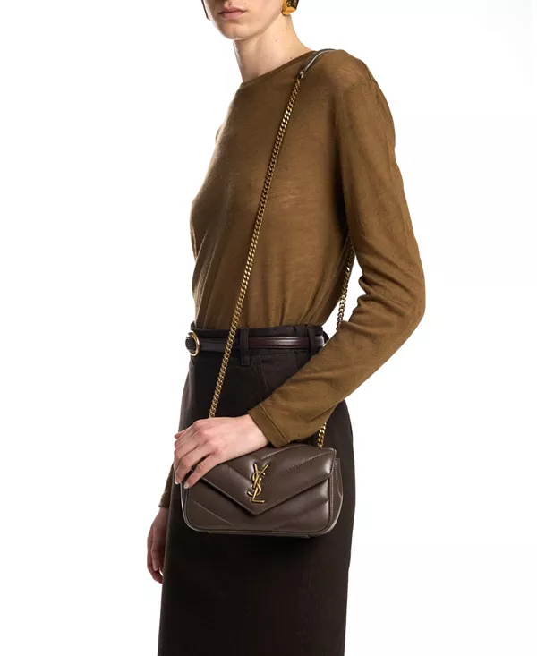 Мини-Сумочка Loulou из овечьей кожи Saint Laurent, серый — фото 4