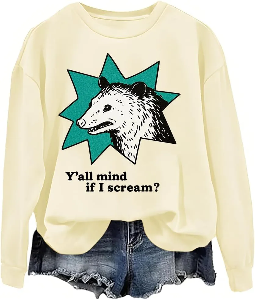 

Толстовка Y'all Mind If I Scream с принтом Possum woati