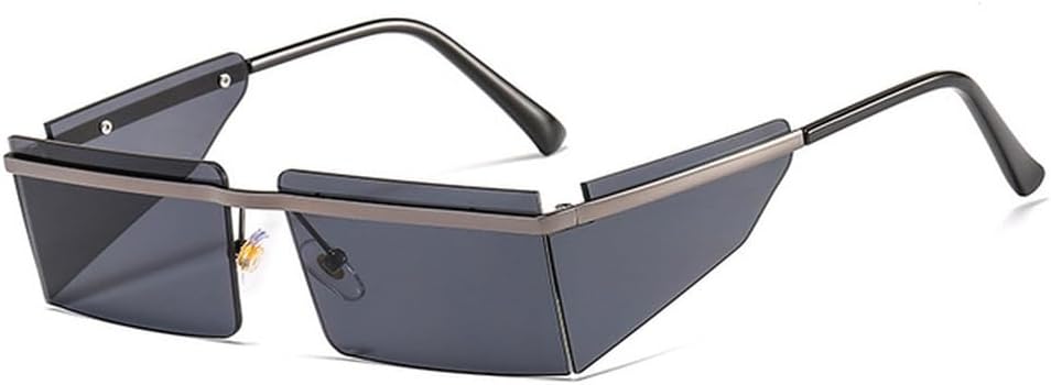 

Маленькие солнцезащитные очки без оправы для женщин, модные панк-очки, мужские очки в стиле ретро, ​​прямоугольные очки для женщин, защита от УФ-излучения UV400 HHZZYVY, C2 Gun-black